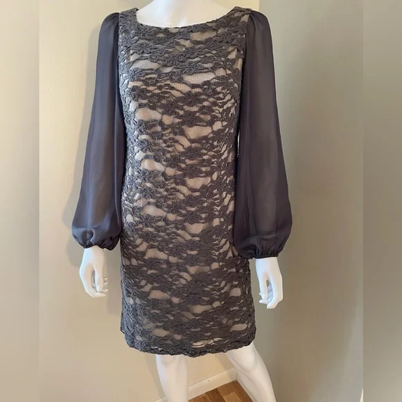 Eliza J | Dresses | Grey Lace Mini Dress | Poshmark